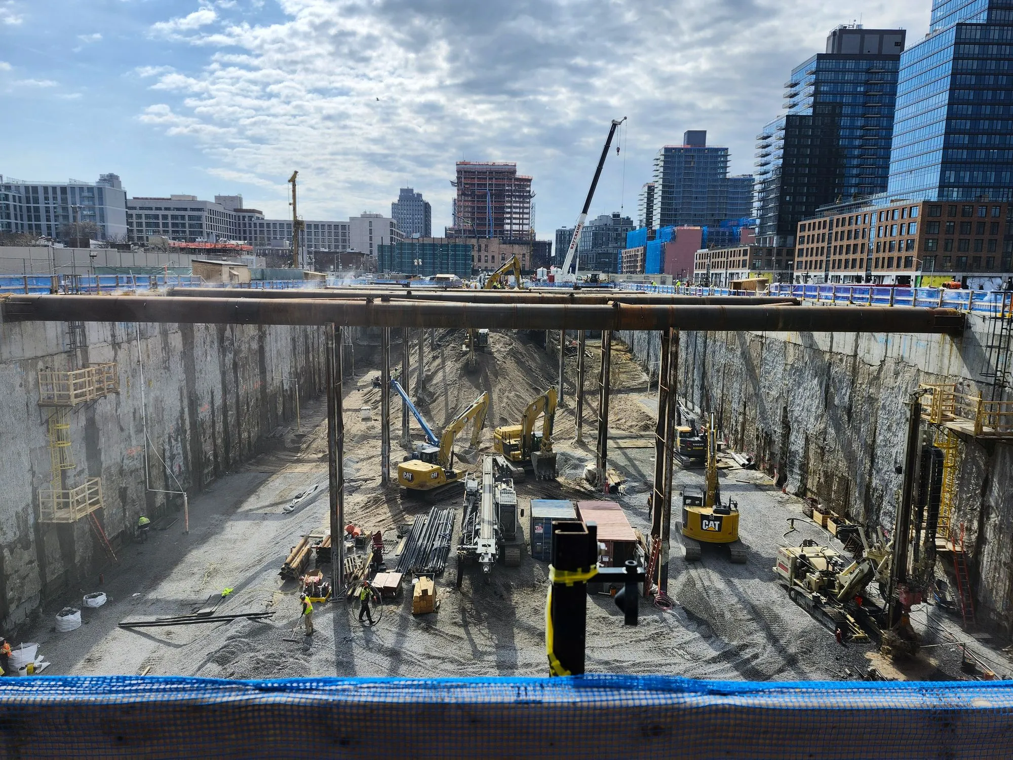 Excavation for the Gowanus Canal CSO retention tank beside the canal in Brooklyn