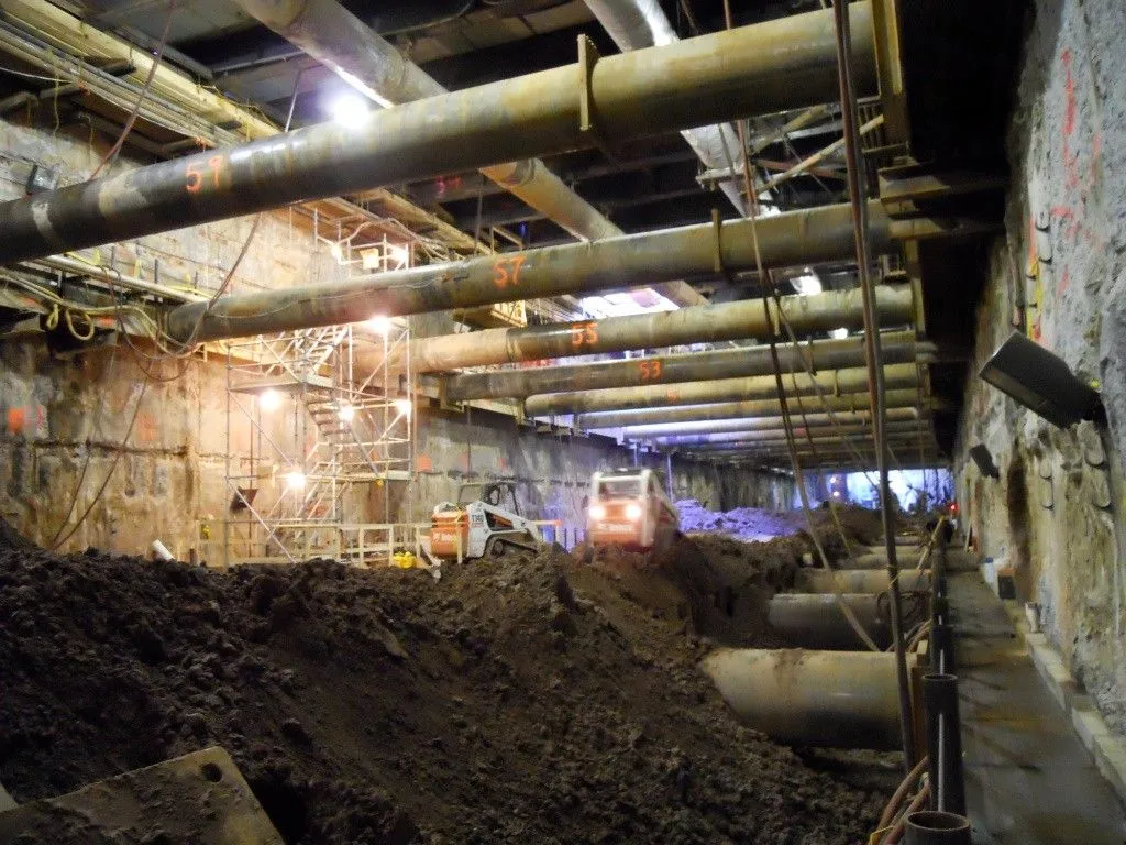 Second Avenue Subway station cavern under construction beneath Upper Manhattan